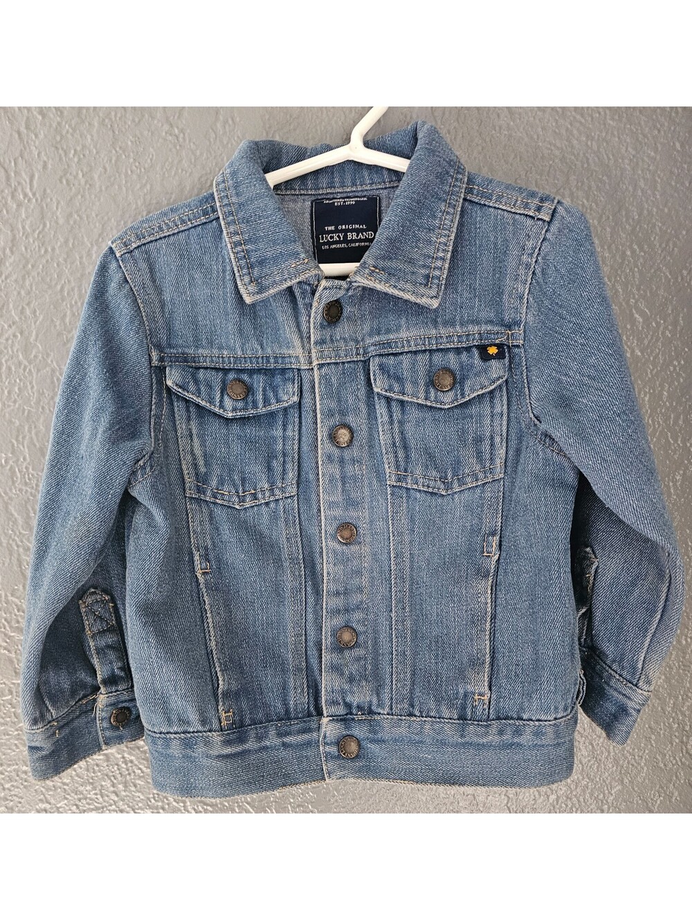 Girl's Lucky Brand Denim Jean Jacket Blue Snap Buttons Long Sleeve Size 3T